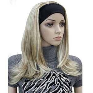 Long Straight Wave Headband Synthetic Wigs Blonde 
